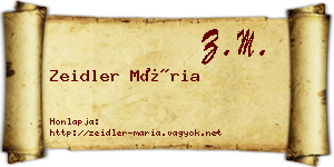 Zeidler Mária névjegykártya